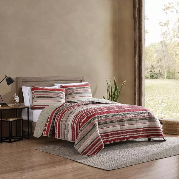 Eddie Bauer  Twin Quilt Set Reversible Cotton Bedding with Matching Sham Lightweight Home Decor for All Seasons Yakima Red TwinYakima Red King