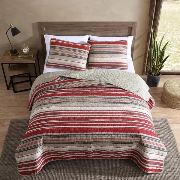 Eddie Bauer  Twin Quilt Set Reversible Cotton Bedding with Matching Sham Lightweight Home Decor for All Seasons Yakima Red TwinYakima Red King