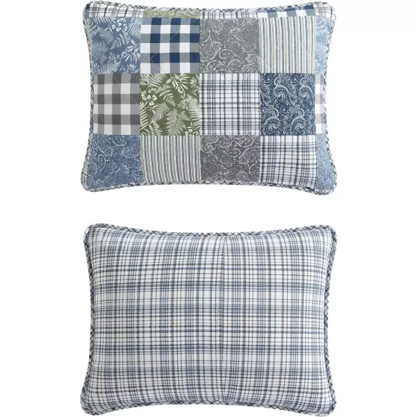 Eddie Bauer  Twin Quilt Set Reversible Cotton Bedding with Matching Sham Patchwork Home Decor with Plaid Reverse Cozy Plaid Patchwork BlueGreen TwinKing Cozy Plaid Patchwork BlueGreen