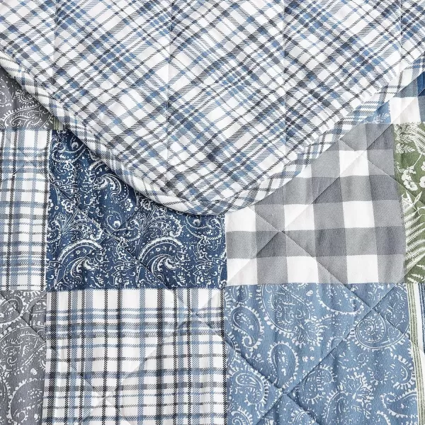 Eddie Bauer  Twin Quilt Set Reversible Cotton Bedding with Matching Sham Patchwork Home Decor with Plaid Reverse Cozy Plaid Patchwork BlueGreen TwinKing Cozy Plaid Patchwork BlueGreen