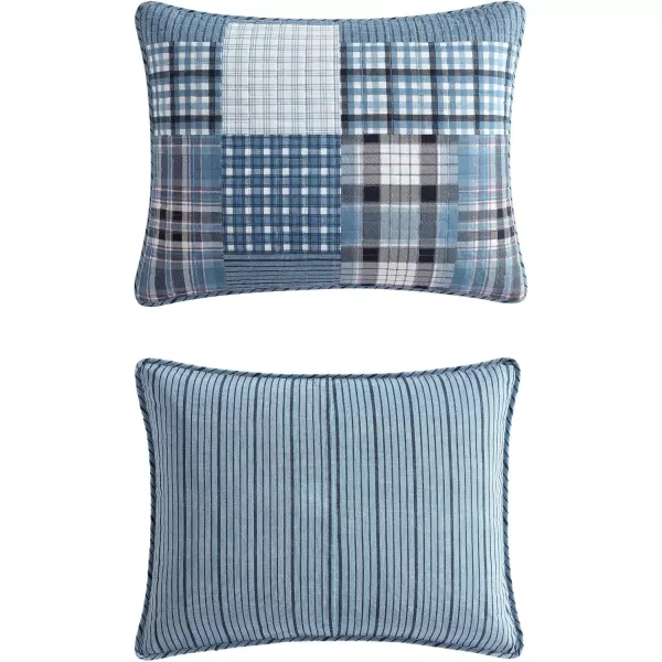 Eddie Bauer  Twin Quilt Set Reversible Cotton Bedding with Matching Sham Patchwork Plaid Home Decor Hawthorne Blue TwinKing Hawthorne Blue