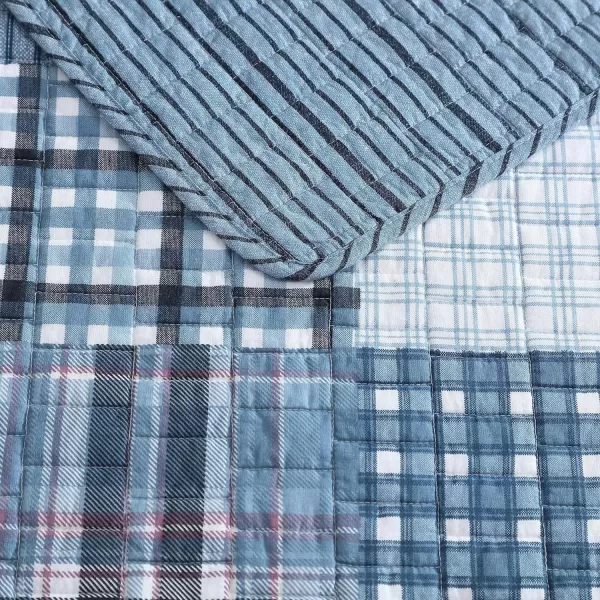 Eddie Bauer  Twin Quilt Set Reversible Cotton Bedding with Matching Sham Patchwork Plaid Home Decor Hawthorne Blue TwinTwin Hawthorne Blue