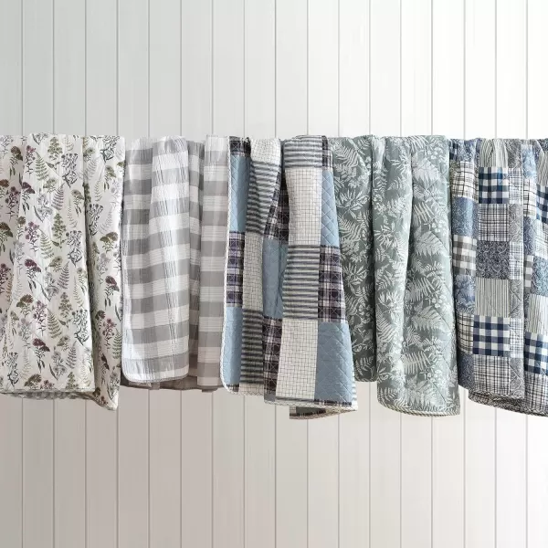Eddie Bauer  Twin Quilt Set Reversible Cotton Bedding with Matching Sham Patchwork Plaid Home Decor Hawthorne Blue TwinTwin Hawthorne Blue