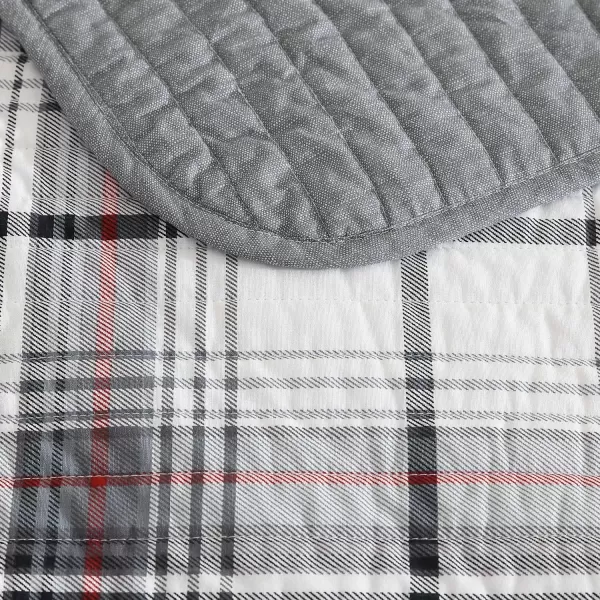 Eddie Bauer  Twin Quilt Set Reversible Cotton Bedding with Matching Sham Plaid Home Decor for All Seasons Alder Plaid Grey TwinKing Alder Plaid Grey