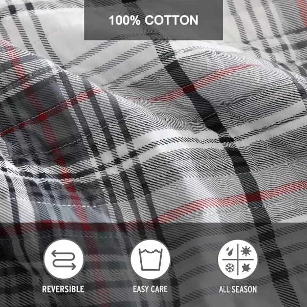 Eddie Bauer  Twin Quilt Set Reversible Cotton Bedding with Matching Sham Plaid Home Decor for All Seasons Alder Plaid Grey TwinKing Alder Plaid Grey