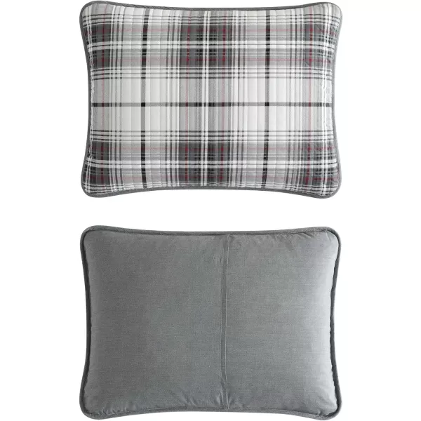 Eddie Bauer  Twin Quilt Set Reversible Cotton Bedding with Matching Sham Plaid Home Decor for All Seasons Alder Plaid Grey TwinKing Alder Plaid Grey