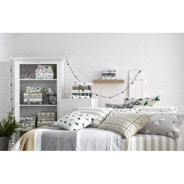 Eddie Bauer  Twin Sheets Cotton Percale Bedding Set Crisp amp Cool Home Decor Eddies Oar 3 pieces Twin White and BlueFull Downstream Light GreyGrey