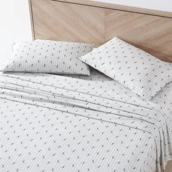 Eddie Bauer  Twin Sheets Cotton Percale Bedding Set Crisp amp Cool Home Decor Eddies Oar 3 pieces Twin White and BlueFull Downstream Light GreyGrey