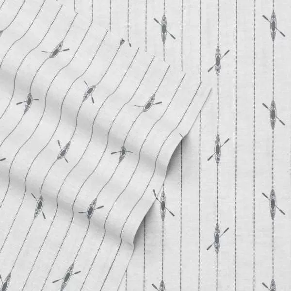 Eddie Bauer  Twin Sheets Cotton Percale Bedding Set Crisp amp Cool Home Decor Eddies Oar 3 pieces Twin White and BlueFull Downstream Light GreyGrey