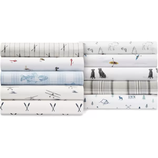 Eddie Bauer  Twin Sheets Cotton Percale Bedding Set Crisp amp Cool Home Decor Eddies Oar 3 pieces Twin White and BlueFull Fishing Flies WhiteMulti