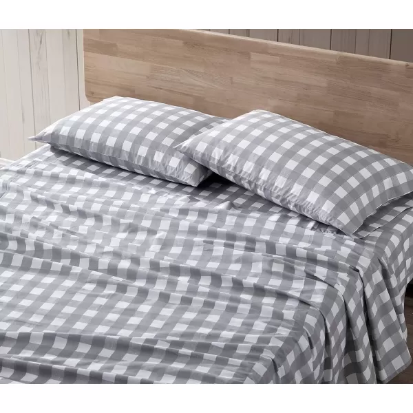 Eddie Bauer  Twin Sheets Cotton Percale Bedding Set Crisp amp Cool Home Decor Eddies Oar 3 pieces Twin White and BlueFull Lakehouse Plaid GreyWhite