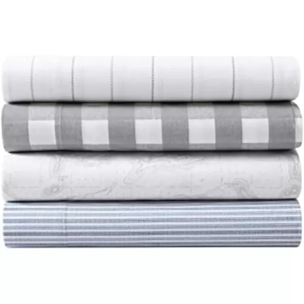 Eddie Bauer  Twin Sheets Cotton Percale Bedding Set Crisp amp Cool Home Decor Eddies Oar 3 pieces Twin White and BlueFull Lakehouse Plaid GreyWhite