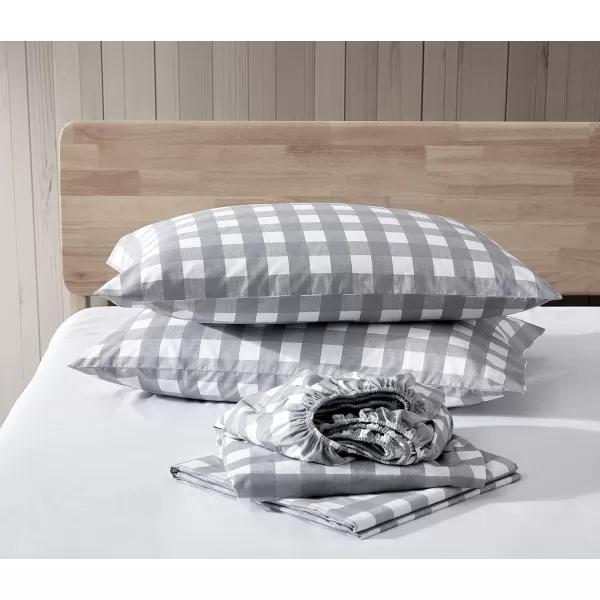 Eddie Bauer  Twin Sheets Cotton Percale Bedding Set Crisp amp Cool Home Decor Eddies Oar 3 pieces Twin White and BlueFull Lakehouse Plaid GreyWhite