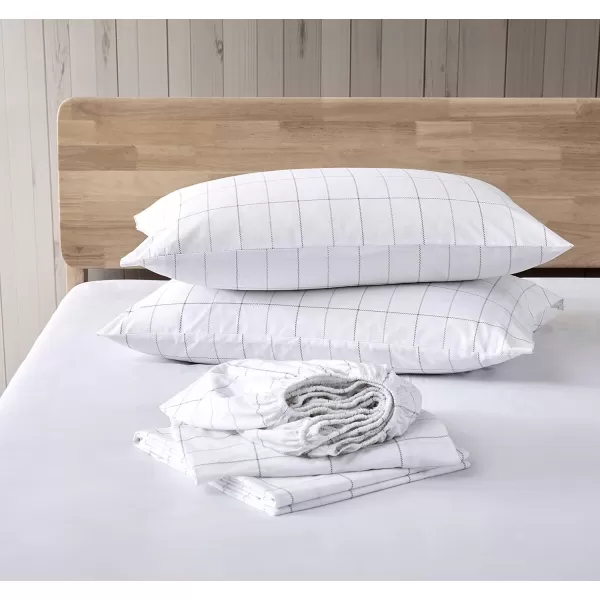 Eddie Bauer  Twin Sheets Cotton Percale Bedding Set Crisp amp Cool Home Decor Eddies Oar 3 pieces Twin White and BlueFull Northern Plaid WhiteGrey