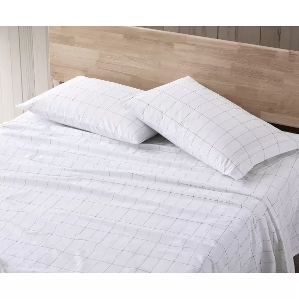 Eddie Bauer  Twin Sheets Cotton Percale Bedding Set Crisp amp Cool Home Decor Eddies Oar 3 pieces Twin White and BlueFull Northern Plaid WhiteGrey