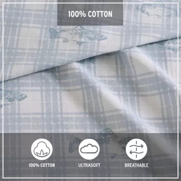 Eddie Bauer  Twin Sheets Cotton Percale Bedding Set Crisp amp Cool Home Decor Eddies Oar 3 pieces Twin White and BlueQueen Methow Plaid BlueWhite