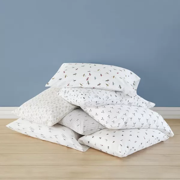 Eddie Bauer  Twin Sheets Cotton Percale Bedding Set Crisp amp Cool Home Decor Eddies Oar 3 pieces Twin White and BlueTwin Sea Planes WhiteRedBlue