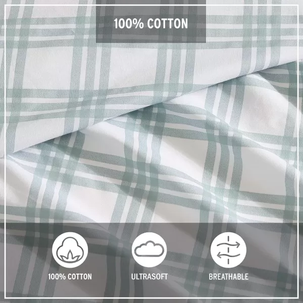 Eddie Bauer  Twin Sheets Cotton Percale Bedding Set Crisp amp Cool Home Decor Light Green Plaid TwinQueen Basic Plaid Light Green