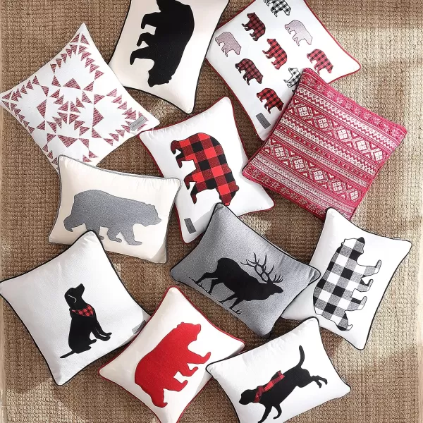 Eddie Bauer Appliqued Throw Pillow Cover Set Buffalo Plaid Home Dcor Decorative Pillows for Couch Cabin Plaid Dog RedBlack 2 Piece20 x 20 Cabin Plaid Bear Picnic RedBlack