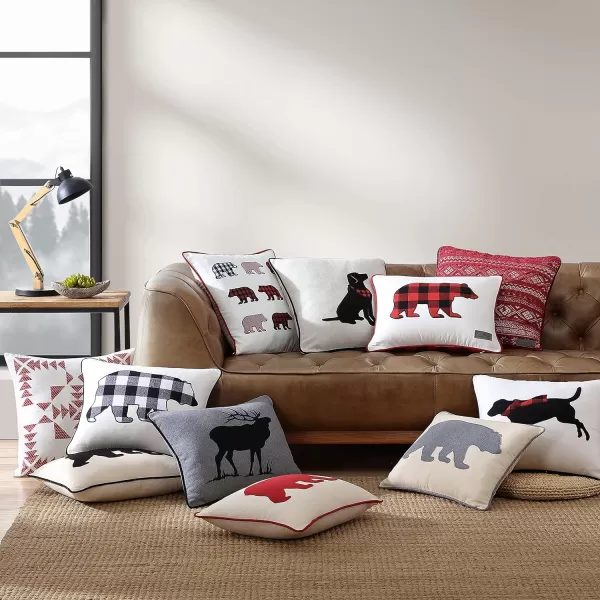 Eddie Bauer Appliqued Throw Pillow Cover Set Buffalo Plaid Home Dcor Decorative Pillows for Couch Cabin Plaid Dog RedBlack 2 Piece20 x 20 Cabin Plaid Bear Picnic RedBlack