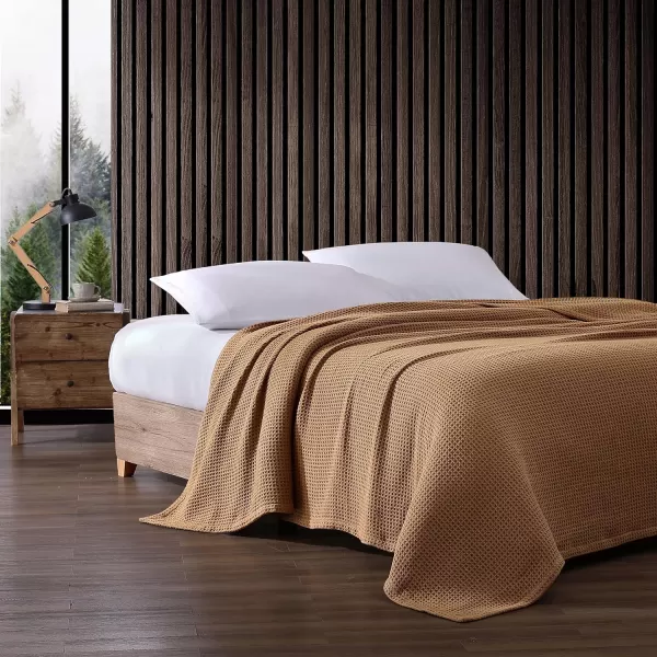 Eddie Bauer Blanket Soft Waffle Weave Bedding Medium Weight Bedroom Decor Softens Every Wash Twin BrownKing Brown