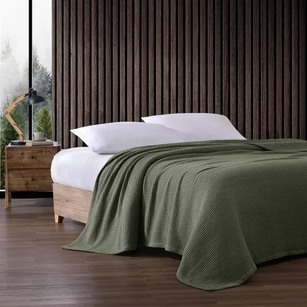 Eddie Bauer Blanket Soft Waffle Weave Bedding Medium Weight Bedroom Decor Softens Every Wash Twin BrownKing Green