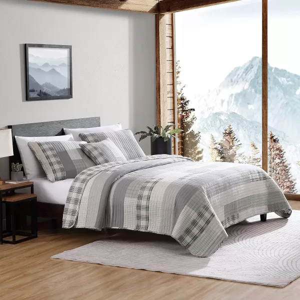 Eddie Bauer Daybed Set 4 Piece Cotton Bedding Set All Season Lodge Home Dcor Fairview Grey DaybedBonus Quilt Set King Fairview GreyWhite