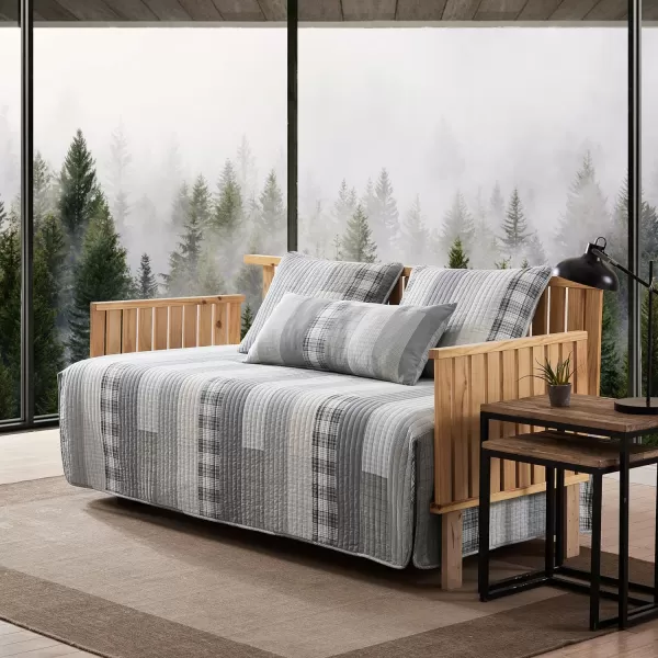 Eddie Bauer Daybed Set 4 Piece Cotton Bedding Set All Season Lodge Home Dcor Fairview Grey DaybedQuilt Set Daybed Fairview GreyWhite