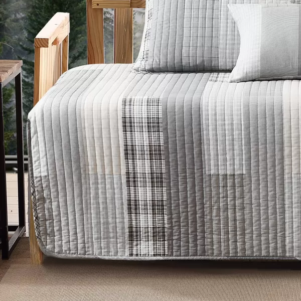 Eddie Bauer Daybed Set 4 Piece Cotton Bedding Set All Season Lodge Home Dcor Fairview Grey DaybedQuilt Set Daybed Fairview GreyWhite