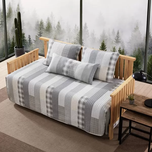 Eddie Bauer Daybed Set 4 Piece Cotton Bedding Set All Season Lodge Home Dcor Fairview Grey DaybedQuilt Set Daybed Fairview GreyWhite