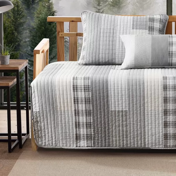 Eddie Bauer Daybed Set 4 Piece Cotton Bedding Set All Season Lodge Home Dcor Fairview Grey DaybedQuilt Set Daybed Fairview GreyWhite