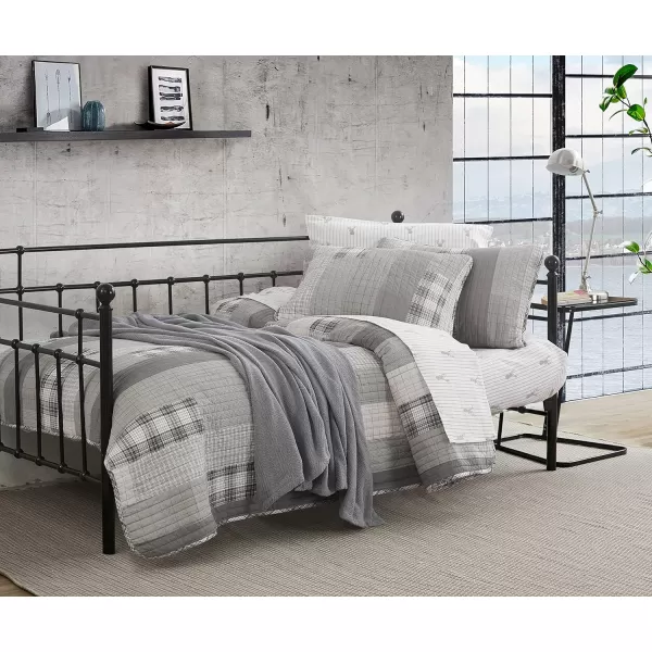 Eddie Bauer Daybed Set 4 Piece Cotton Bedding Set All Season Lodge Home Dcor Fairview Grey DaybedQuilt Set King Fairview GreyWhite