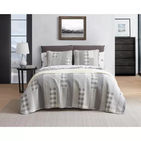 Eddie Bauer Daybed Set 4 Piece Cotton Bedding Set All Season Lodge Home Dcor Fairview Grey DaybedQuilt Set King Fairview GreyWhite