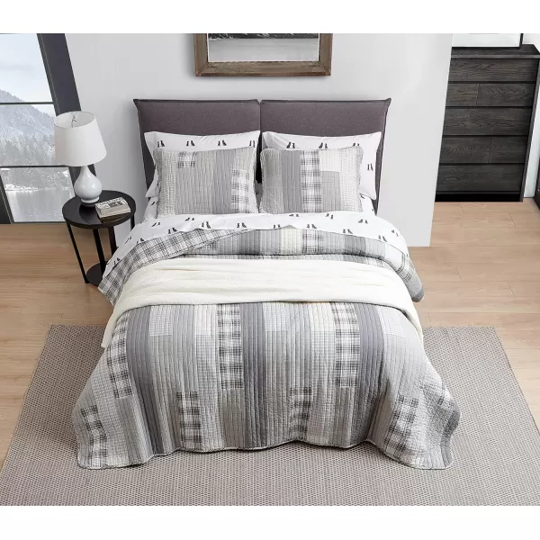 Eddie Bauer Daybed Set 4 Piece Cotton Bedding Set All Season Lodge Home Dcor Fairview Grey DaybedQuilt Set King Fairview GreyWhite