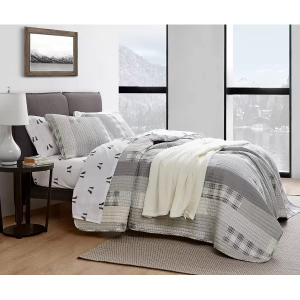 Eddie Bauer Daybed Set 4 Piece Cotton Bedding Set All Season Lodge Home Dcor Fairview Grey DaybedQuilt Set King Fairview GreyWhite