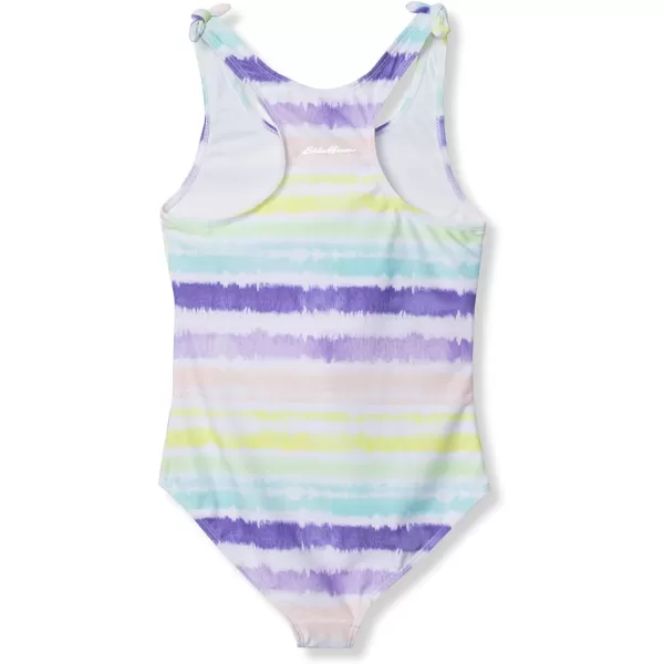 Eddie Bauer Girls OnePiece Swimsuit  UPF 50 Quick Dry OnePiece Bathing Suit for Girls SXLStriped Rainbow