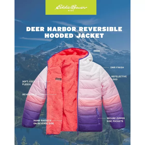 Eddie Bauer Girls Reversible Jacket  Deer Harbor Waterproof Lightweight Puffer Coat with Faux Shearling Lining 520Blush