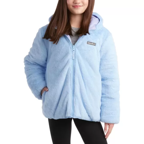 Eddie Bauer Girls Reversible Jacket  Deer Harbor Waterproof Lightweight Puffer Coat with Faux Shearling Lining 520Lavender