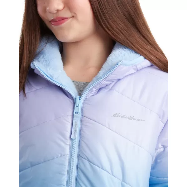 Eddie Bauer Girls Reversible Jacket  Deer Harbor Waterproof Lightweight Puffer Coat with Faux Shearling Lining 520Lavender