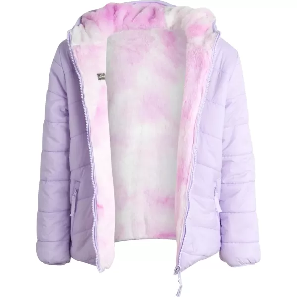 Eddie Bauer Girls Reversible Jacket  Deer Harbor Waterproof Lightweight Puffer Coat with Faux Shearling Lining 520Pastel Lilac