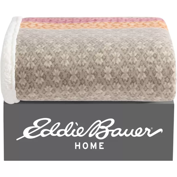 Eddie Bauer Home Brushed Throw Blanket Reversible Sherpa amp Brushed Fleece Lightweight Decor for Bed or Couch Nordic RaisinThrow Fair Isle Khaki