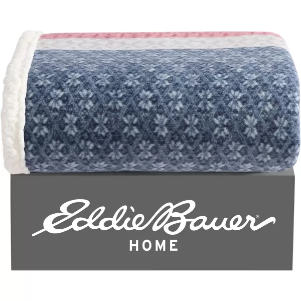 Eddie Bauer Home Brushed Throw Blanket Reversible Sherpa amp Brushed Fleece Lightweight Decor for Bed or Couch Nordic RaisinThrow Fair Isle Midnight