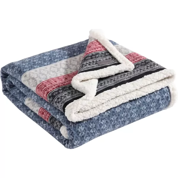 Eddie Bauer Home Brushed Throw Blanket Reversible Sherpa amp Brushed Fleece Lightweight Decor for Bed or Couch Nordic RaisinThrow Fair Isle Midnight