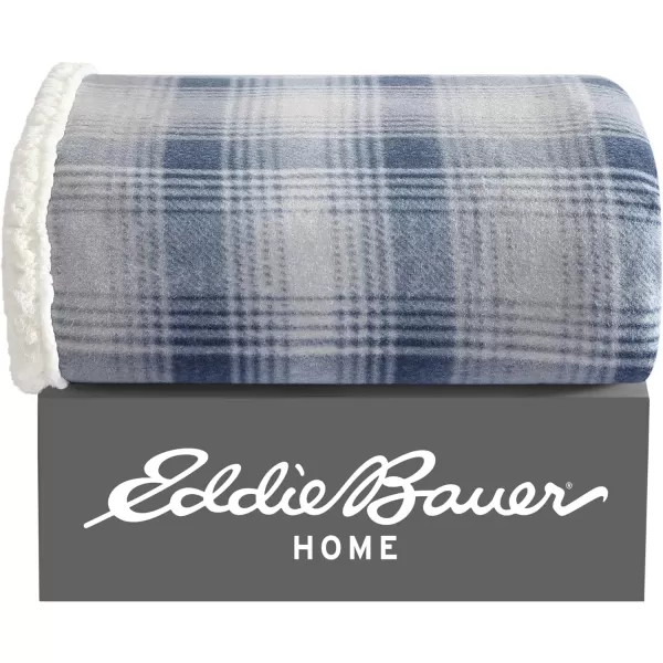 Eddie Bauer Home Brushed Throw Blanket Reversible Sherpa amp Brushed Fleece Lightweight Decor for Bed or Couch Nordic RaisinThrow Nordic Midnight