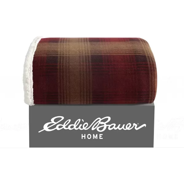 Eddie Bauer Home Brushed Throw Blanket Reversible Sherpa amp Brushed Fleece Lightweight Decor for Bed or Couch Nordic RaisinThrow Nordic Raisin