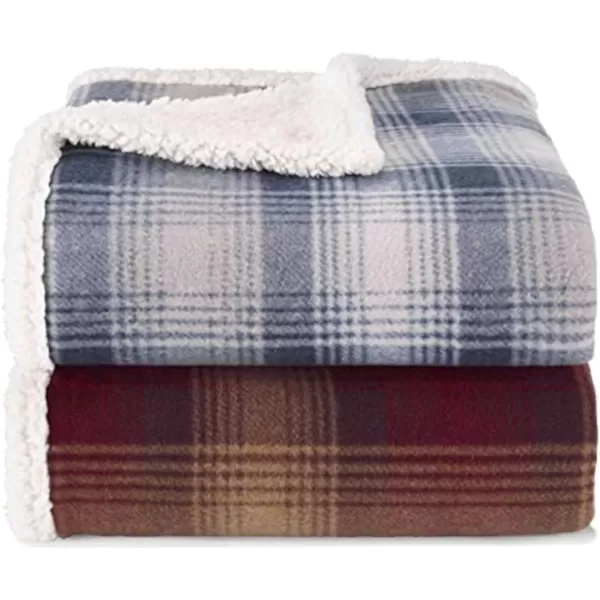 Eddie Bauer Home Brushed Throw Blanket Reversible Sherpa amp Brushed Fleece Lightweight Decor for Bed or Couch Nordic RaisinThrow Nordic Raisin