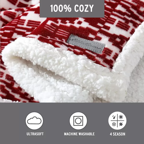 Eddie Bauer Home Brushed Throw Blanket Reversible Sherpa amp Brushed Fleece Lightweight Decor for Bed or Couch Nordic RaisinThrow San Juan Red ClayWhite