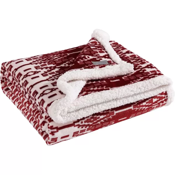 Eddie Bauer Home Brushed Throw Blanket Reversible Sherpa amp Brushed Fleece Lightweight Decor for Bed or Couch Nordic RaisinThrow San Juan Red ClayWhite