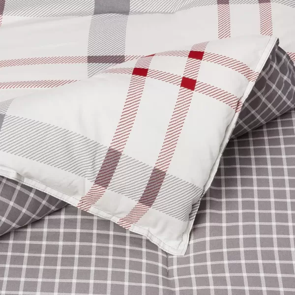 Eddie Bauer Home Portage Bay Collection 100 Cotton Soft  Cozy Premium Quality Plaid Comforter with Matching Shams FullQueen GreyKing