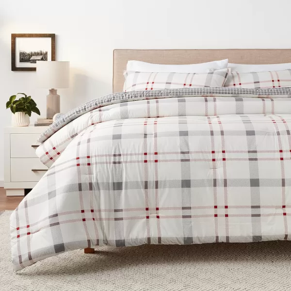 Eddie Bauer Home Portage Bay Collection 100 Cotton Soft  Cozy Premium Quality Plaid Comforter with Matching Shams FullQueen GreyKing